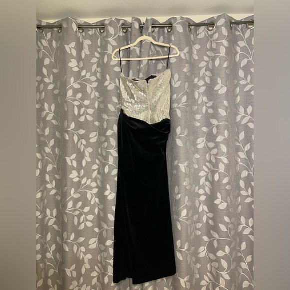 NADINE MERABI Silver and Black Strapless Dress - Picture 10 of 11